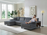 Modern Convertible U-Shaped Corduroy Fabric Sofa - Omega Lifestyles