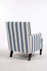 Vintage Blue White Striped Upholstered Accent Chair - Omega Lifestyles