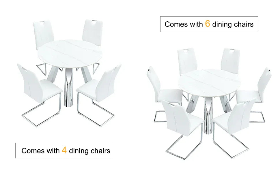 42-Inch Round Sintered Stone Dining Table With Chairs - Omega Lifestyles