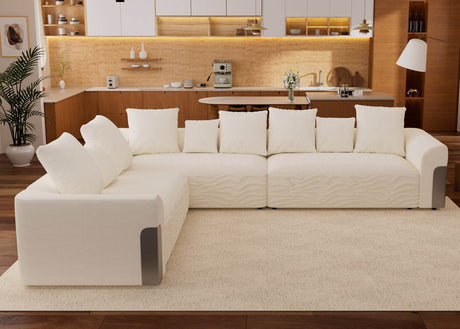 Oversized Modular Sectional Sofa With Chenille Fabric Cushions - Omega Lifestyles