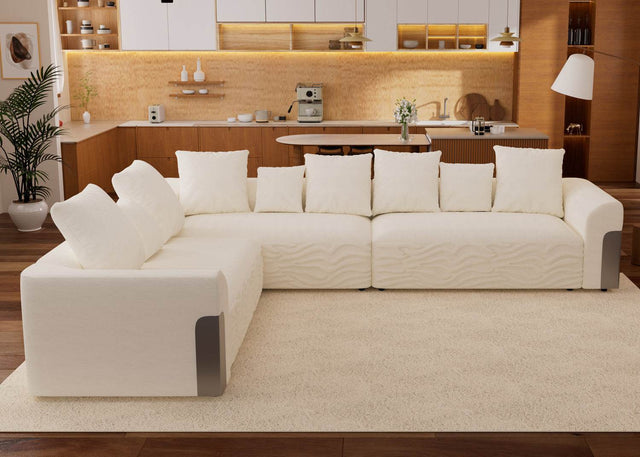 Oversized Modular Sectional Sofa With Chenille Fabric Cushions - Omega Lifestyles