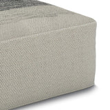Square Woven Indoor Outdoor Silver Fabric Pouf Stool - Omega Lifestyles