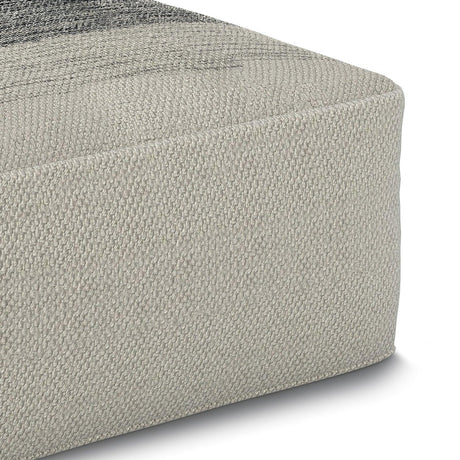 Square Woven Indoor Outdoor Silver Fabric Pouf Stool - Omega Lifestyles