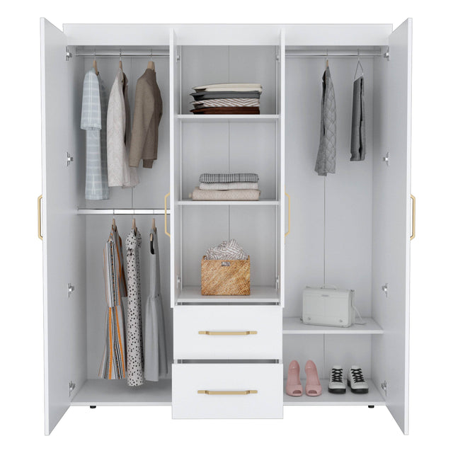 Modern White Particle Board Multi-Section Bedroom Wardrobe - Omega Lifestyles