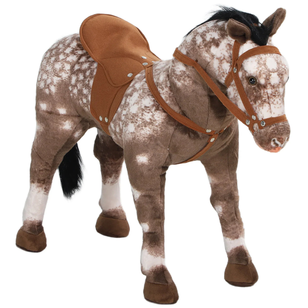 Realistic Ride-On Horse Toy With Saddle And Sound - Omega Lifestyles