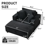 Corduroy Chaise Lounge Chair With Removable Ottoman - Omega Lifestyles