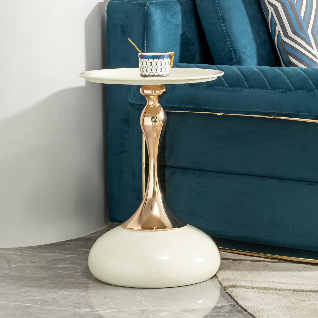 Modern Round Milk White Carbon Steel Side Table - Omega Lifestyles
