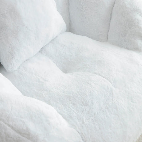 Shell-Shaped Faux Fur Foam Filled Bean Bag Chair With Footstool - Omega Lifestyles