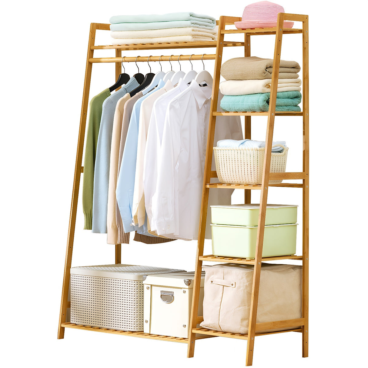 Bamboo Multi-Tiered Clothing Garment Rack Organizer