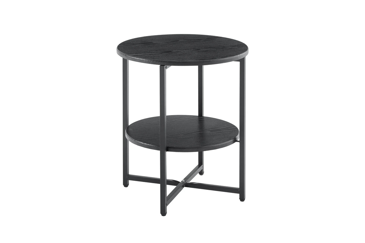 Small Round 2-Tier MDF Iron Farmhouse End Table - Omega Lifestyles