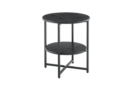 Small Round 2-Tier MDF Iron Farmhouse End Table - Omega Lifestyles