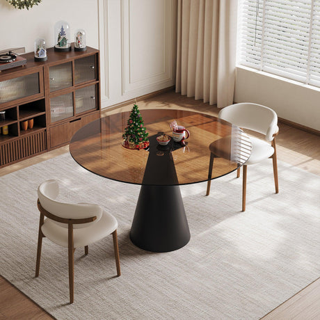 35-Inch Round Tempered Glass Metal Base Dining Table - Omega Lifestyles
