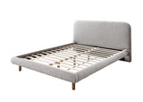 Queen Upholstered Gray Boucle Wooden Bed Frame - Omega Lifestyles