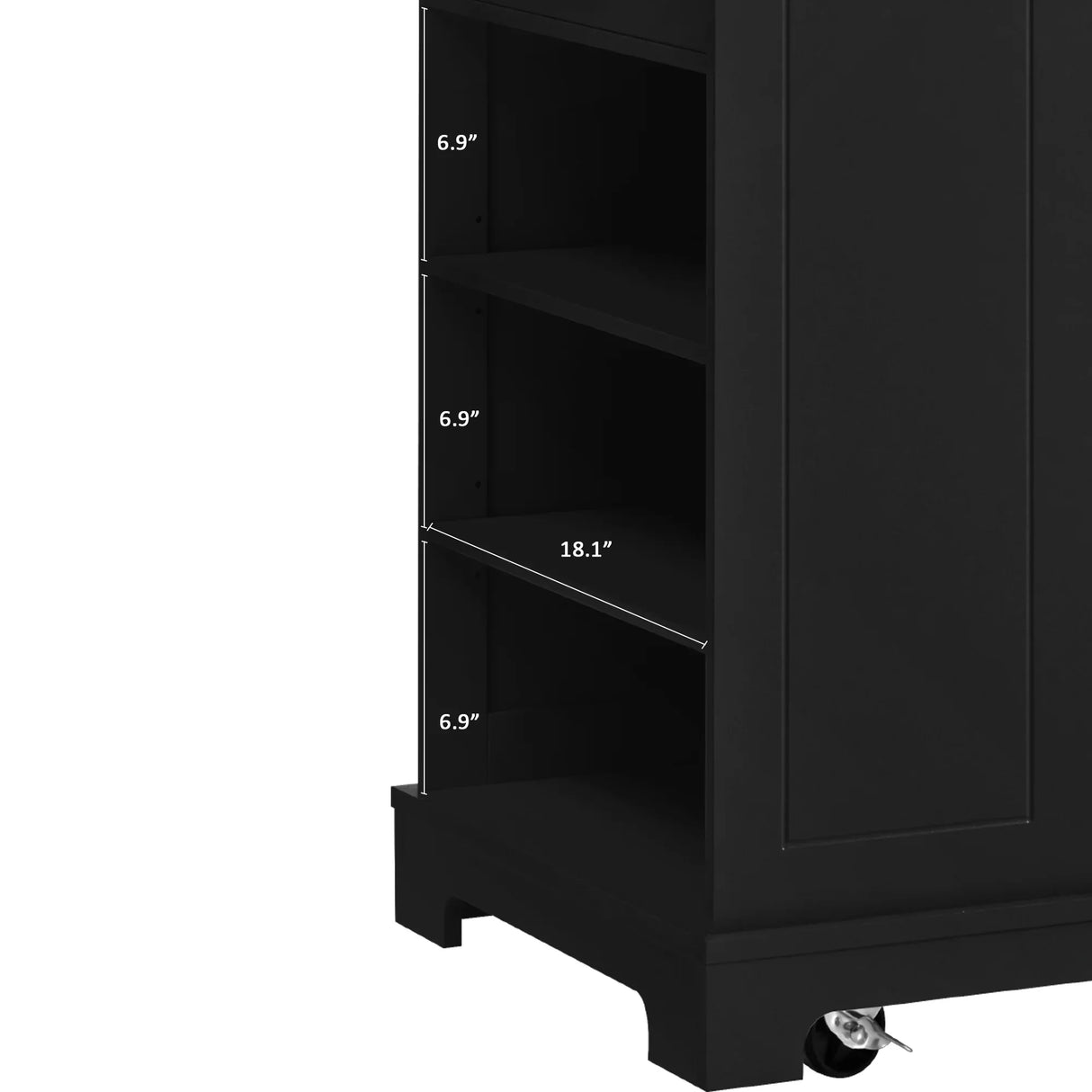 Fluted Rubber Wood Kitchen Island With Trash Can Cabinet - Omega Lifestyles