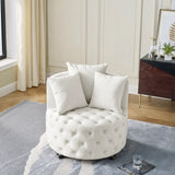 Velvet Upholstered Plush Swivel Chair With Pillows - Omega Lifestyles