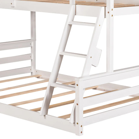 Twin Over Full Pine Wood House Bunk Bed With Ladder - Omega Lifestyles