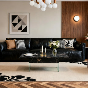 Lift-Top Coffee Table With Storage Black Marble Glass - Omega Lifestyles