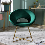 Green Silky Velvet Upholstered Accent Chair With Gold Base - Omega Lifestyles