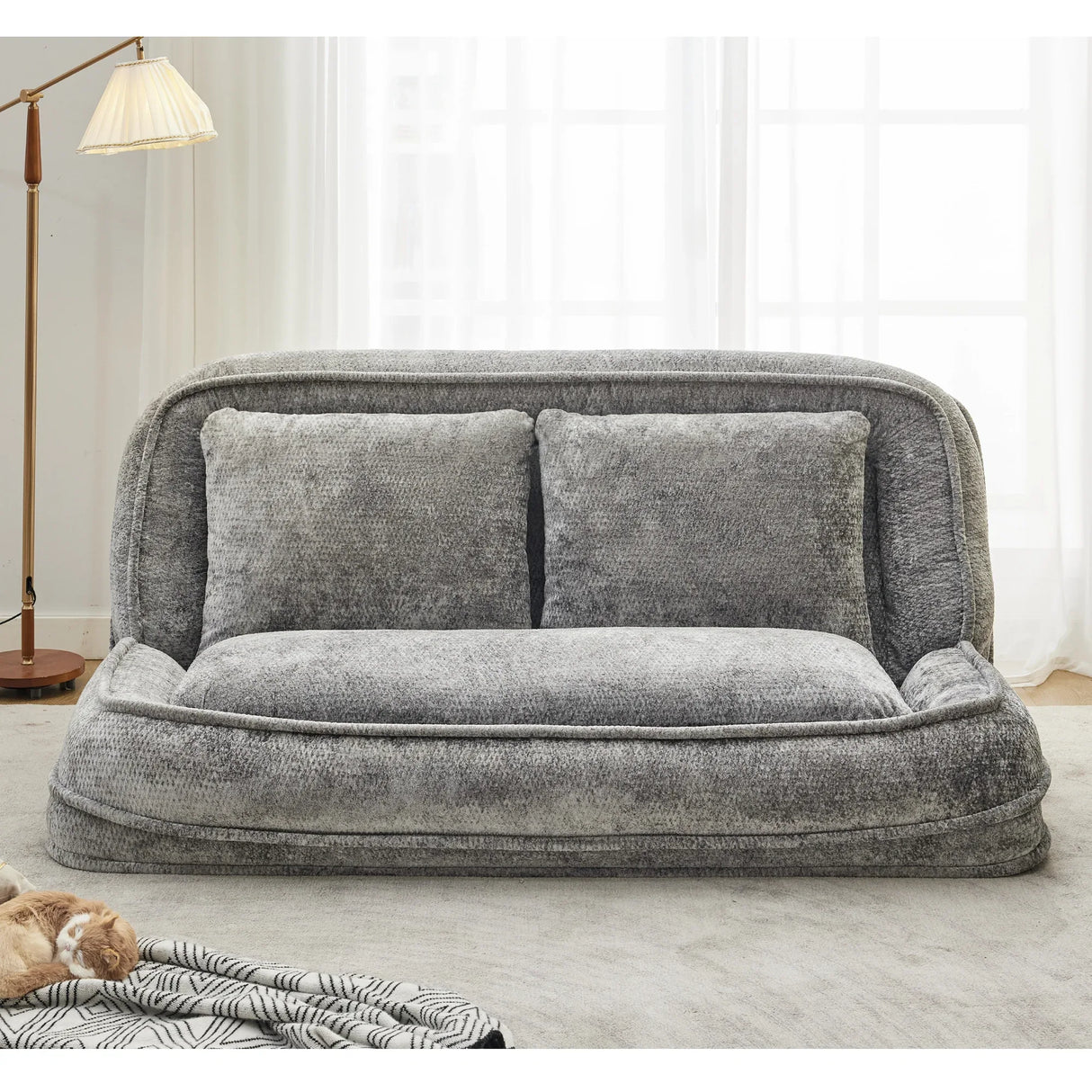Medium-Soft Adjustable Loveseat Lazy Sofa With Chenille Upholstery - Omega Lifestyles