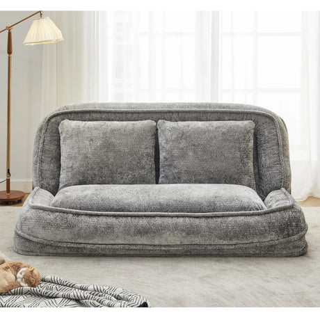 Medium-Soft Adjustable Loveseat Lazy Sofa With Chenille Upholstery - Omega Lifestyles