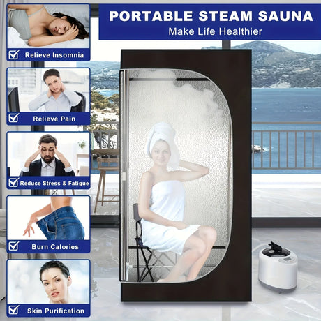 Portable Steam Sauna Tent With Folding Chair Remote Control - Omega Lifestyles
