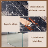 Lift-Top Coffee Table With Storage Black Marble Glass - Omega Lifestyles