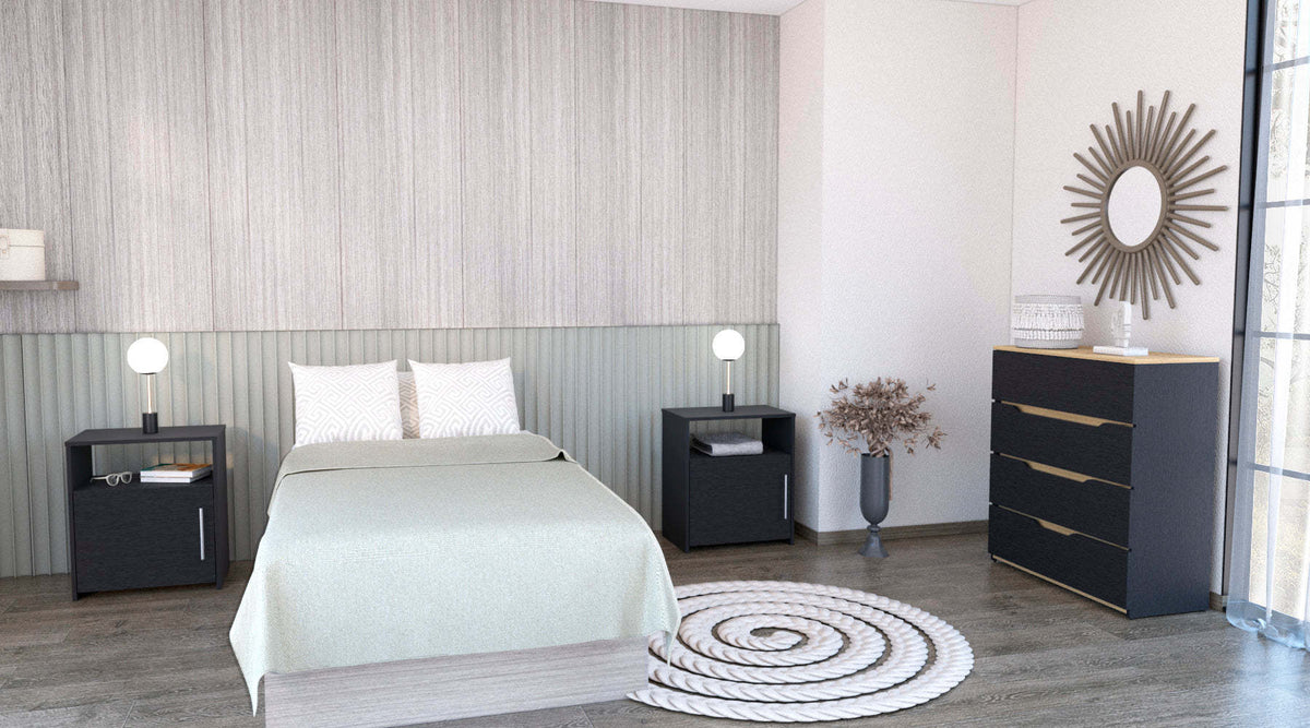 3 Piece Modern Bedroom Set With Dresser And Nightstands