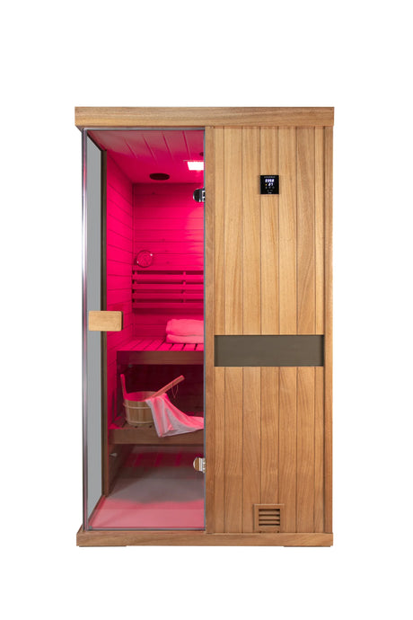 Two-Person African Mahogany Indoor Steam Sauna Room - Omega Lifestyles