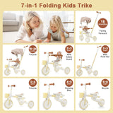 7-in-1 Multifunctional Aluminum Toddler Tricycle With Canopy - Omega Lifestyles