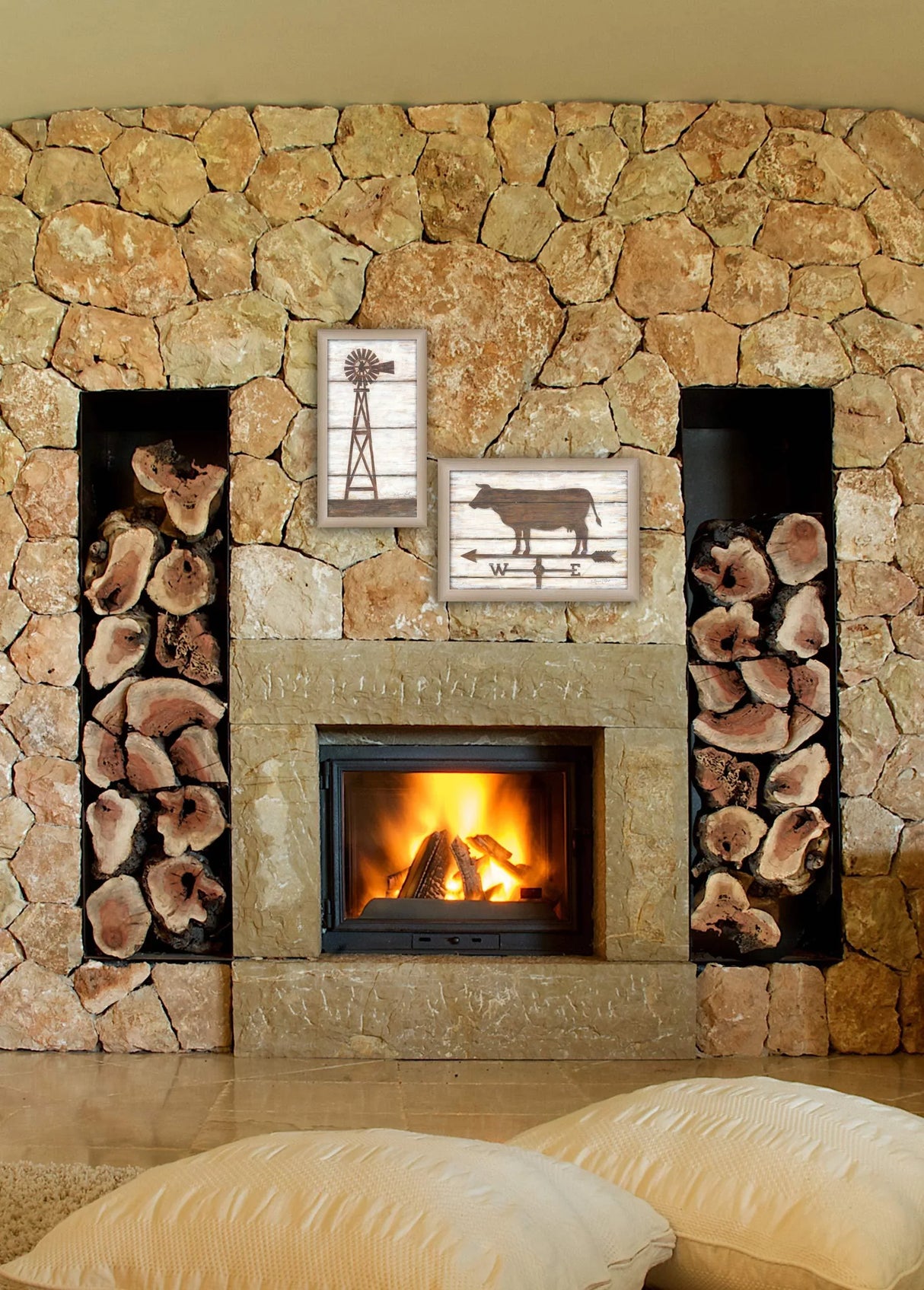 2-Piece Country Bath Paper Wall Art Vignette Set - Omega Lifestyles