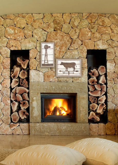 2-Piece Country Bath Paper Wall Art Vignette Set - Omega Lifestyles