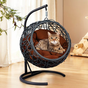 Indoor Hanging Cat Hammock Bed With Stand And Cushion - Omega Lifestyles