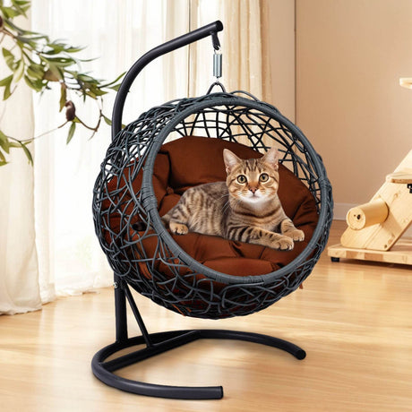 Indoor Hanging Cat Hammock Bed With Stand And Cushion - Sleep Galleria