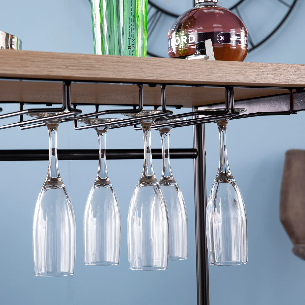 Contemporary Wine Bar Table With Glassware Storage - Omega Lifestyles