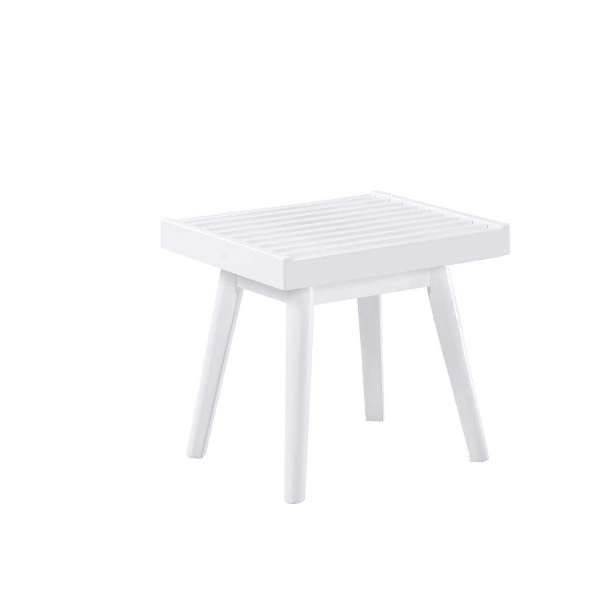 Solid Wood Slatted Farmhouse Style White Wood Bench - Omega Lifestyles