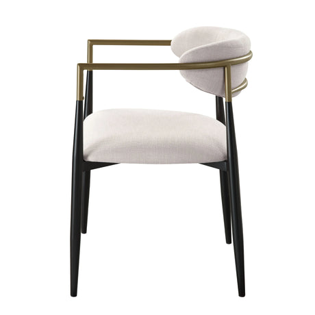 Set of 2 Beige Linen Upholstered Metal Frame Side Chairs - Omega Lifestyles