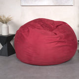 Large Red Microsuede High-Density Shredded Foam Bean Bag Chair - Omega Lifestyles