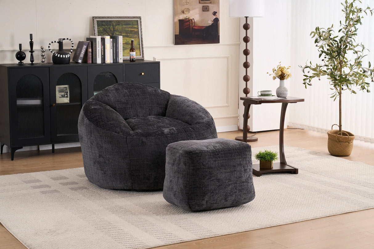 Extra Soft Chenille Memory Foam Bean Bag Chair - Omega Lifestyles