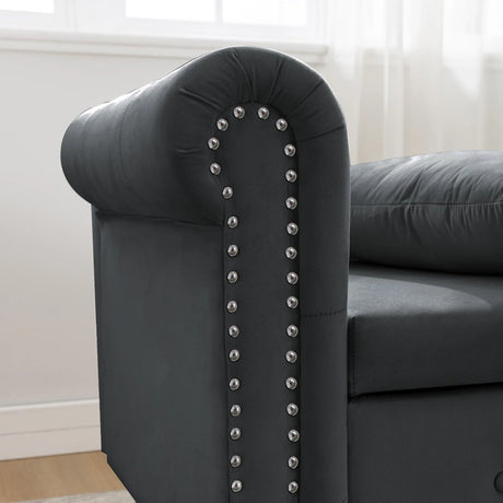 Classic Velvet Storage Chaise Lounge With Pillow - Omega Lifestyles