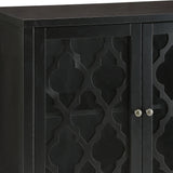 Black Synthetic Wood Console Cabinet With Glass Doors - Omega Lifestyles