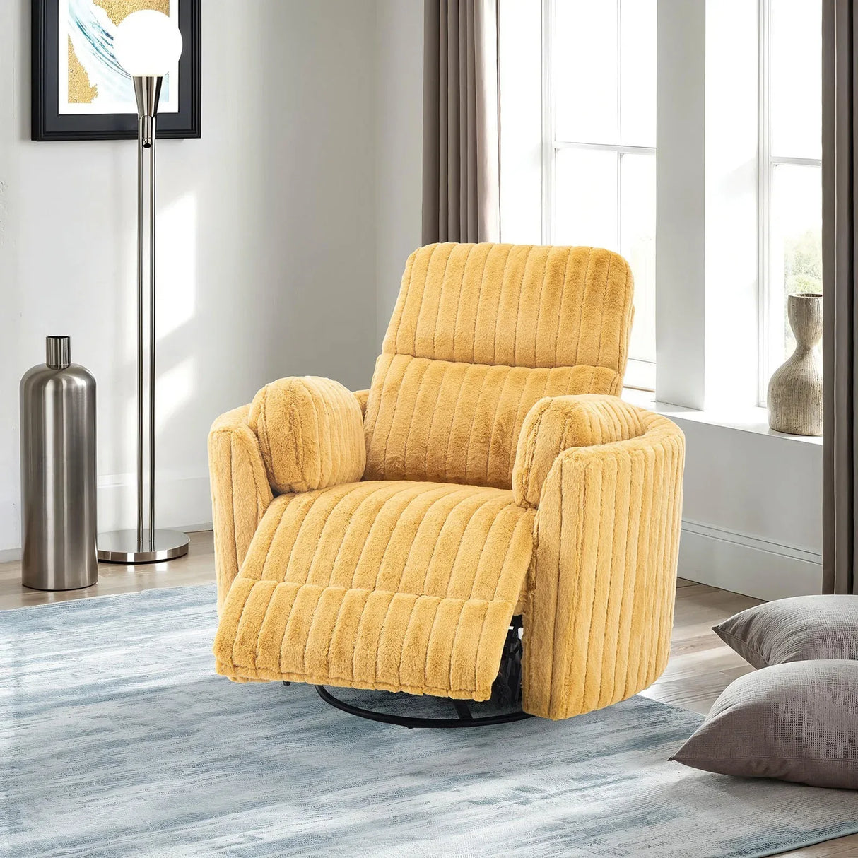 Contemporary Yellow Power Recliner Swivel Glider Chair - Omega Lifestyles