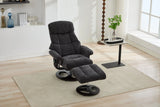 Modern Chenille Recliner Chair With Ottoman And Massage - Omega Lifestyles