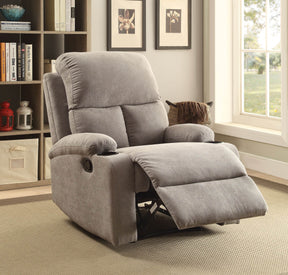 Grey Linen Manual Reclining Chair With Pillow Top Arms - Omega Lifestyles