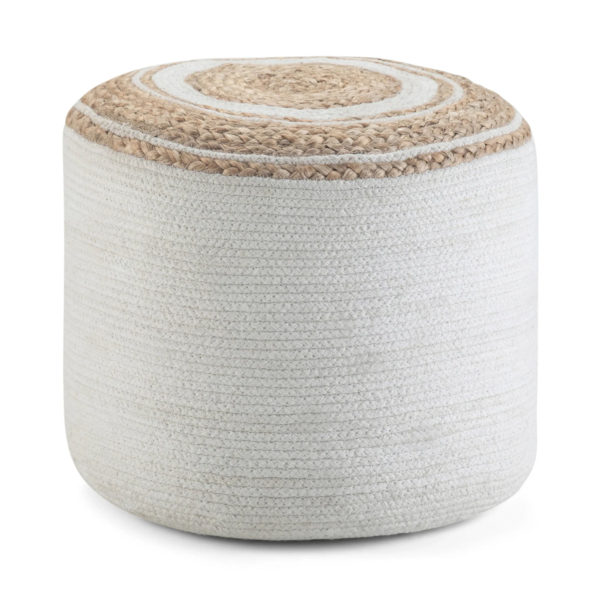 Round Hand Braided Jute Pouf With Polystyrene Filling - Omega Lifestyles