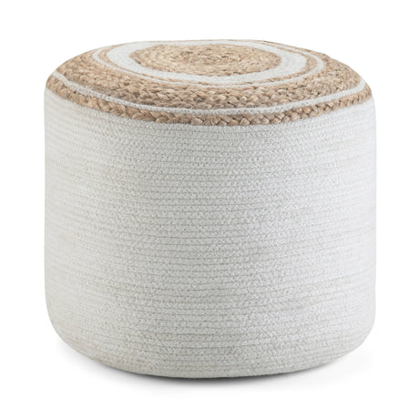Round Hand Braided Jute Pouf With Polystyrene Filling - Omega Lifestyles
