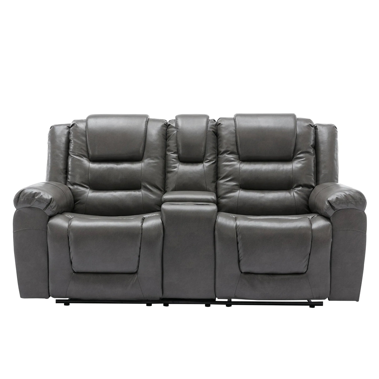 Grey Manual PU Upholstered Home Theater Recliner Chair Set - Omega Lifestyles