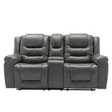 Grey Manual PU Upholstered Home Theater Recliner Chair Set - Omega Lifestyles