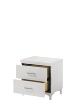 White Finish Metal Synthetic Wood Nightstand With Drawer - Omega Lifestyles