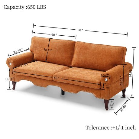 Modern Linen 3-Seat Chesterfield Sofa With Crystal Buttons - Omega Lifestyles
