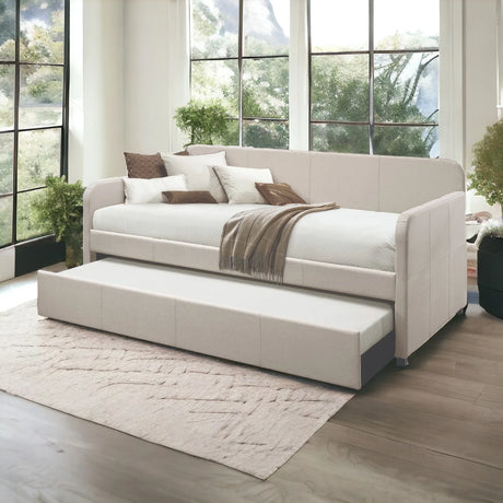 Fog Upholstered Twin Daybed With Roll-Out Trundle - Omega Lifestyles